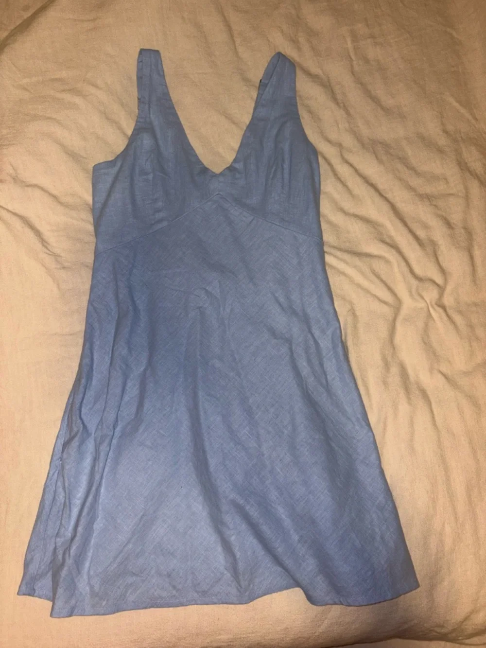 Abercrombie & Fitch Powder Blue Linen Mini Dress S - Picture 3 of 5